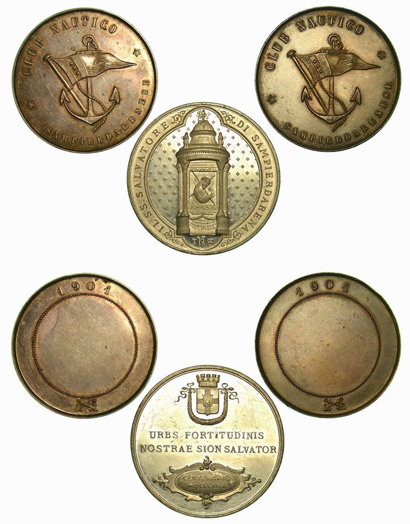 SAMPIERDARENA. Lotto di tre medaglie.  - Auction Numismatics - Cambi Casa d'Aste