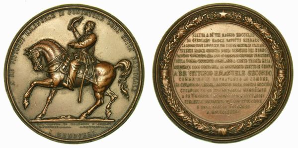 GENOVA. Umberto I di Savoia, 1878-1900. Medaglia in bronzo 1886.