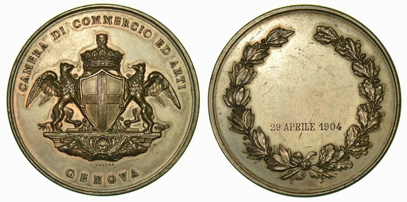 GENOVA. Camera di Commercio. Medaglia in bronzo.  - Auction Numismatics - Cambi Casa d'Aste