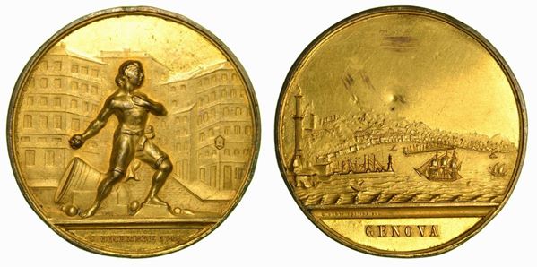 GENOVA. Centenario del Balilla. Medaglia in bronzo dorato.
