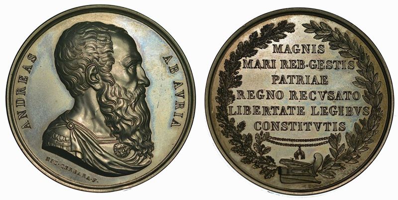 GENOVA. Andrea Doria, 1468-1560. Medaglia in bronzo s.d. (serie XIX sec. uomini illustri).  - Auction Numismatics - Cambi Casa d'Aste