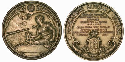 Genova. la Navigazione Generale Italiana ai Caduti per la Patria 1915-18. Medaglia in Argento 192...