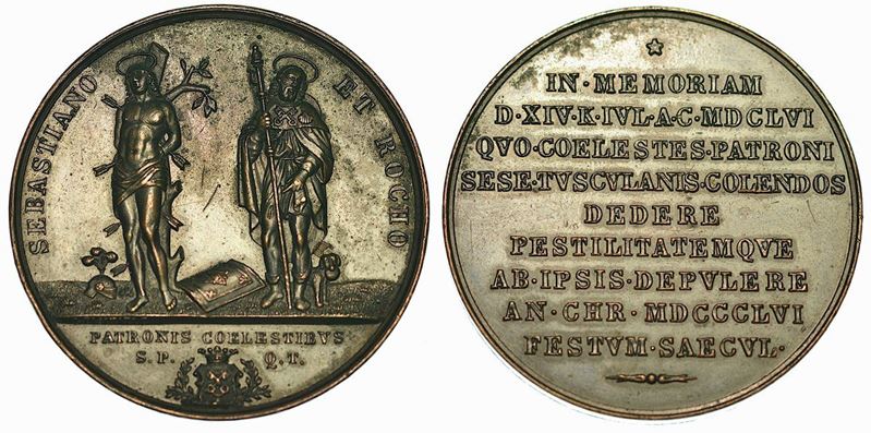 FRASCATI. 200° Anniversario della Peste del 1656. Medaglia in bronzo 1856.  - Auction Numismatics - Cambi Casa d'Aste