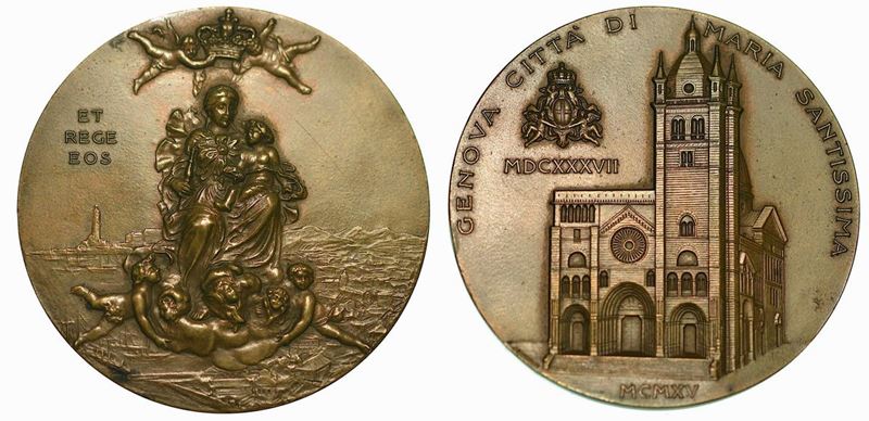 GENOVA. Cattedrale di San Lorenzo. Medaglia in bronzo 1915.  - Asta Numismatica - Cambi Casa d'Aste