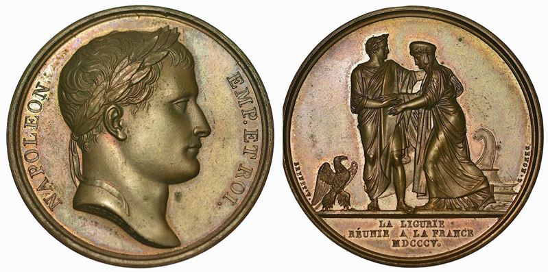GENOVA. Annessione della Liguria alla Francia. Medaglia in bronzo 1805.  - Asta Numismatica - Cambi Casa d'Aste