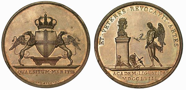 REPUBBLICA LIGURE. Premio Accademia Ligustica 1796-1798. Medaglia in argento 1758.