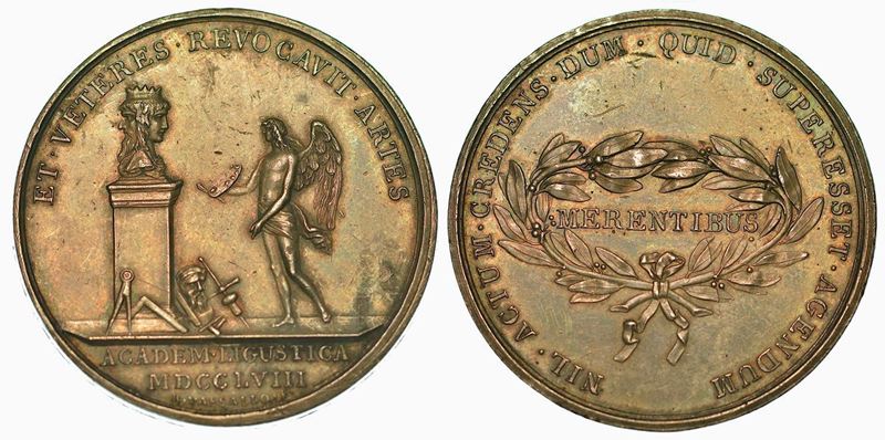REPUBBLICA LIGURE. Premio Accademia Ligustica 1796-1798. Medaglia in argento 1758.  - Auction Numismatics - Cambi Casa d'Aste