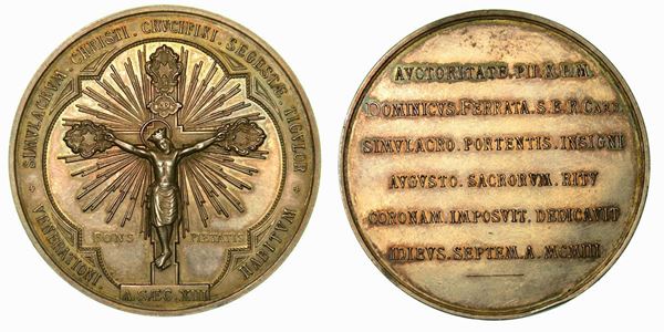 SESTRI LEVANTE. Pio X, 1903-1914. Incoronazione del crocifisso miracoloso di Sestri Levante. Medaglia straordinaria in argento 1903.