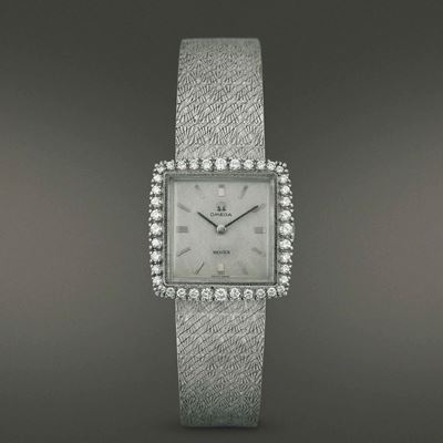 Omega - Lady in Oro Bianco 18k con Diamanti con Firma del Rivenditore "meister", Carica Manuale c...