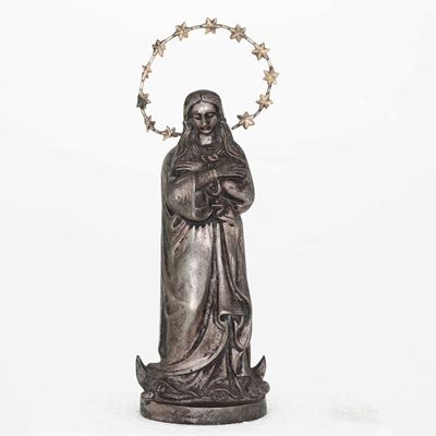 Immacolata in Metallo Fuso e Argentato. XVIII Secolo