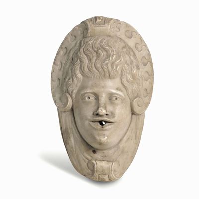 Mascherone in Marmo Scolpito. Arte Manierista del XVI Secolo
