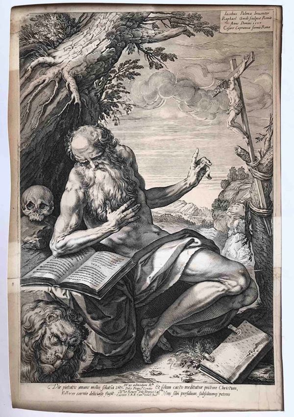 Giacomo Palma il Giovane invenit, Raphael Guidi (1540 -1615 ) incise San Gerolamo