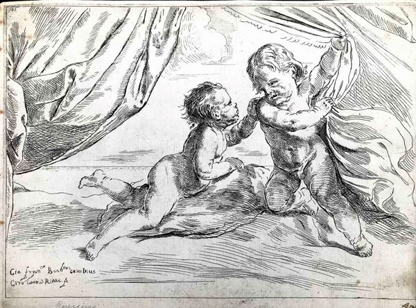 Girolamo Rossi il Vecchio (1632-1664) da Guercino Due Putti