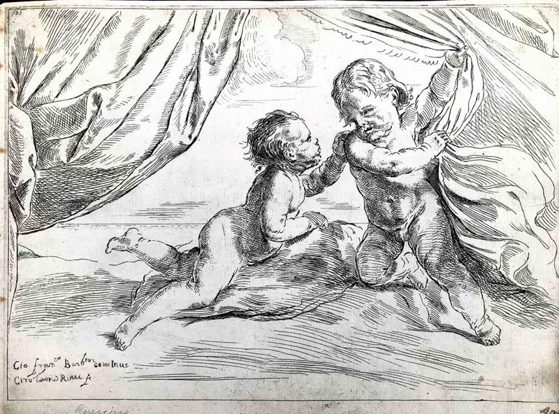 Girolamo Rossi il Vecchio (1632-1664) da Guercino Due Putti  - Auction Over 300 lots on offer - Cambi Casa d'Aste