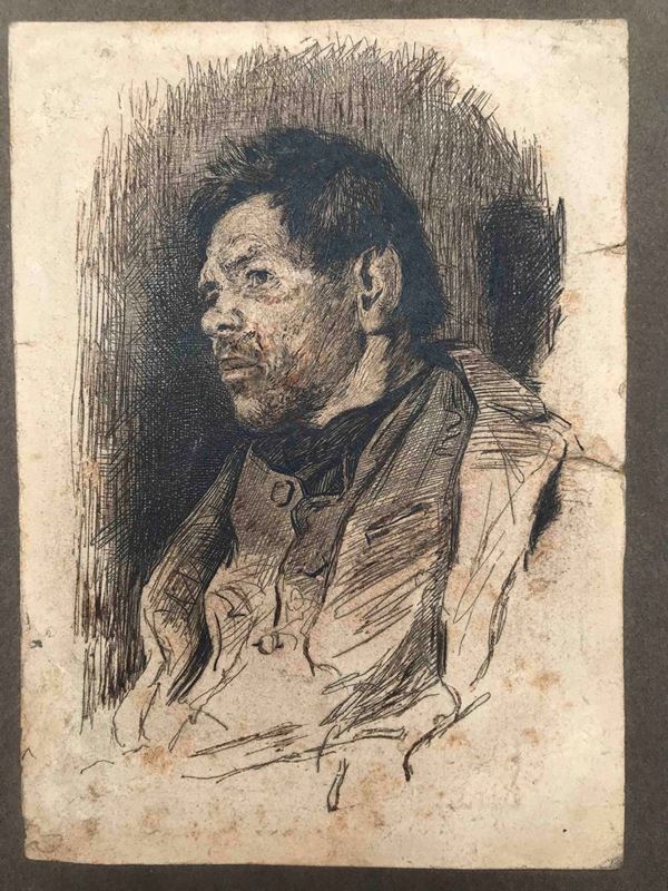 Antonio Piccinni (1846 -1920) . acquaforte, gravi danni Ritratto
