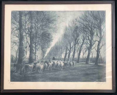 Guglielmo Baldassini (1885-1952) il Gregge, Acquaforte, Grande Formato