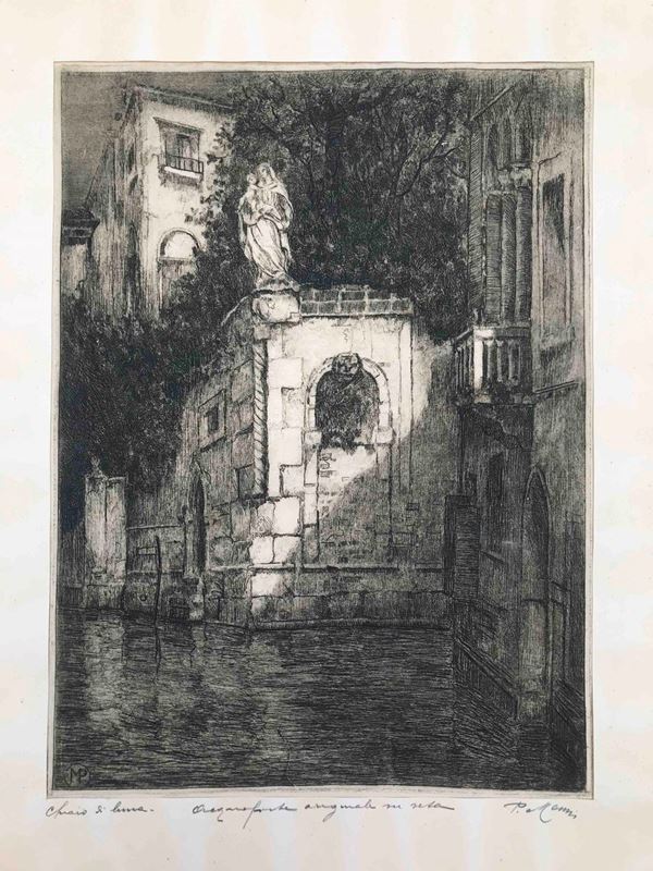 Venezia - Pericle Menin (1880-1940) Chiaro di luna