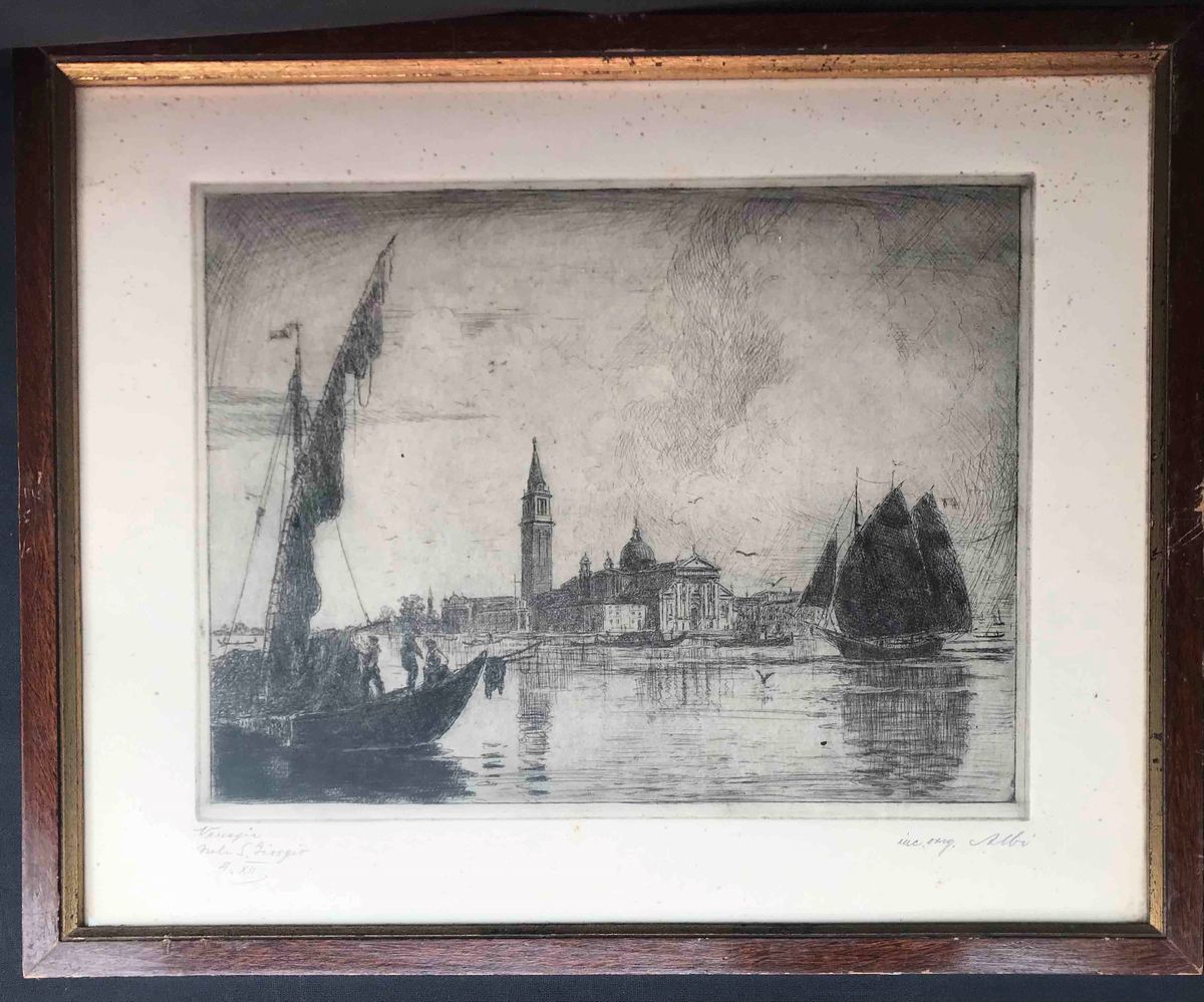 Venezia - Firma Indecifrata. 3 Acqueforti in Cornice. XII E.f