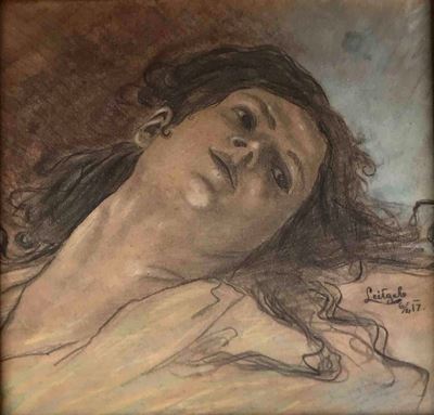 Firma Indecifrata, 1917 Testa Reclinata di Giovane