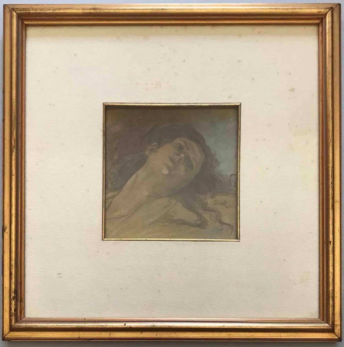 Firma Indecifrata, 1917 Testa Reclinata di Giovane