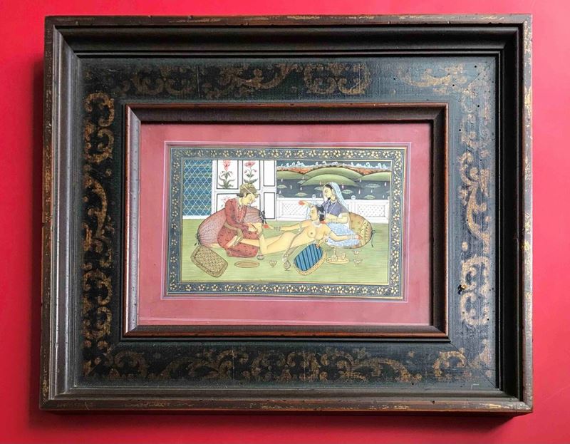 Miniatura indiana Scena d’intimità  - Auction Over 300 lots on offer - Cambi Casa d'Aste