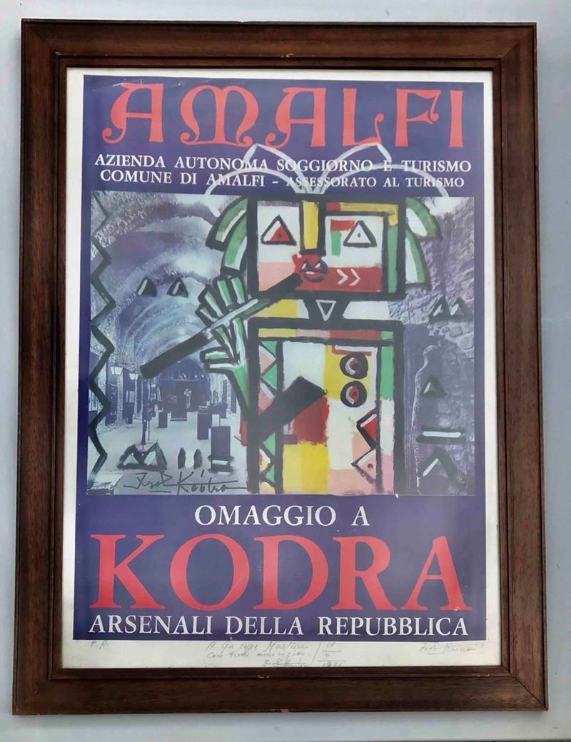 Omaggio a Kodra, manifesto firmato dedicato dall'autore  - Auction Over 300 lots on offer - Cambi Casa d'Aste