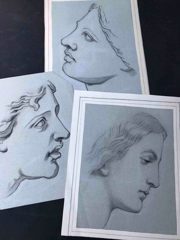 Tre disegni del XIX secolo Volti