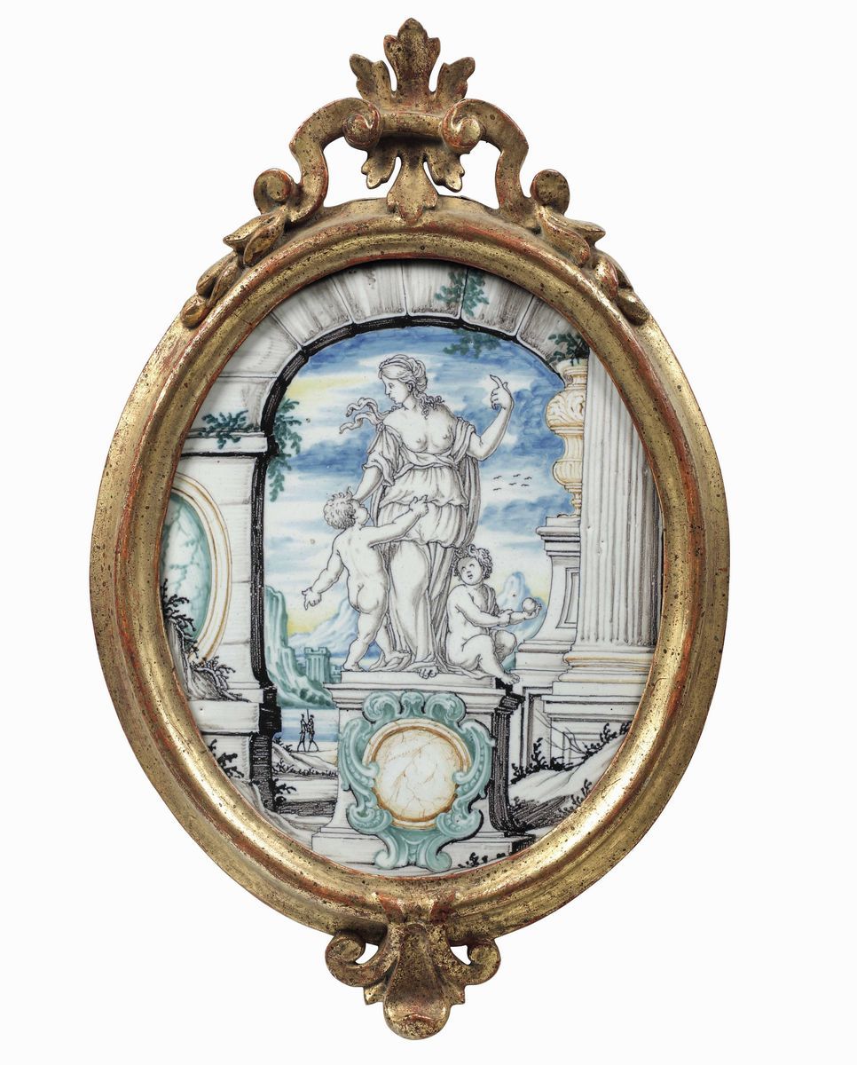Sei Ambrogette con Cornici Doratepavia, Manifattura Carlo Giuseppe Rampini, Dipinte da Siro Anton...