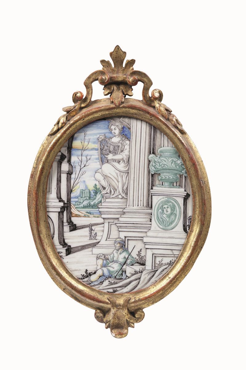 Sei Ambrogette con Cornici Doratepavia, Manifattura Carlo Giuseppe Rampini, Dipinte da Siro Anton...