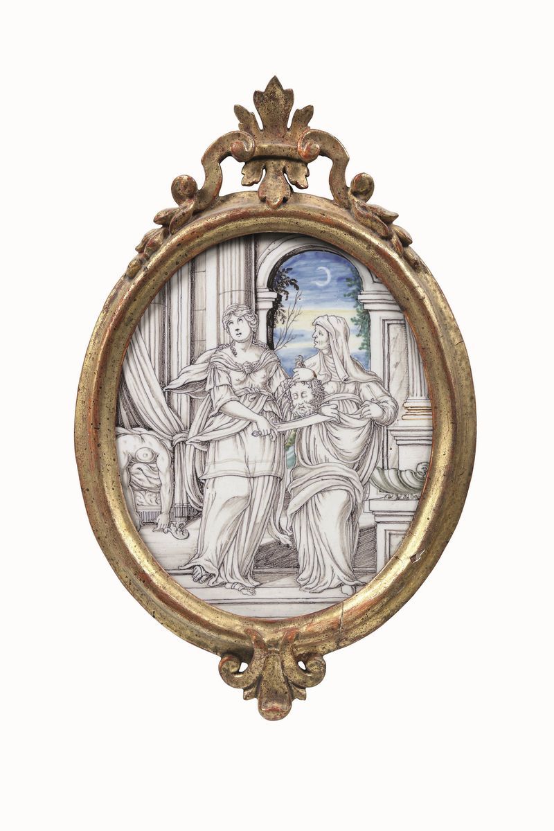 Sei Ambrogette con Cornici Doratepavia, Manifattura Carlo Giuseppe Rampini, Dipinte da Siro Anton...