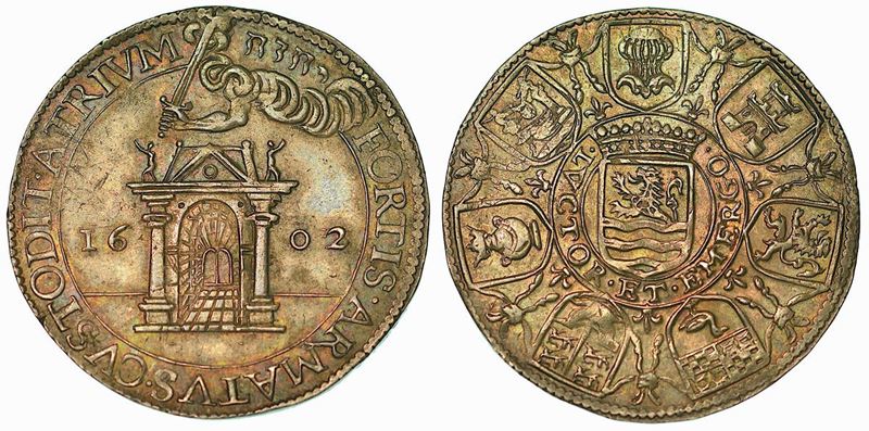 Ostenda assediata dagli Spagnoli (5 luglio 1601), gli Zelandesi ne ricordano la difesa. Gettone in argento 1602.  - Auction Numismatics - Cambi Casa d'Aste