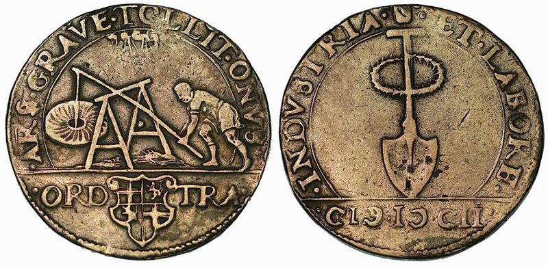 La conquista di Grave (19 settembre 1602). Gettone in rame argentato 1602.  - Auction Numismatics - Cambi Casa d'Aste