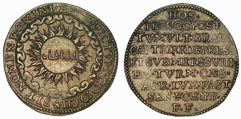 Disfatta della cavalleria spagnola (Ottobre 1602). Gettone in rame 1602.  - Auction Numismatics - Cambi Casa d'Aste