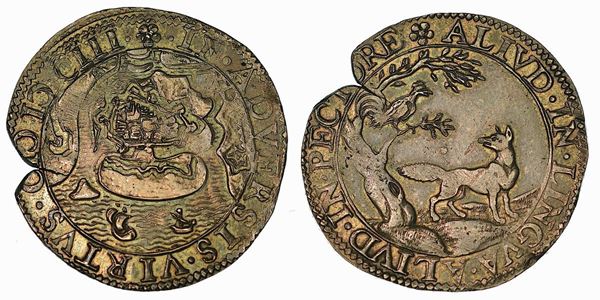 L'Arciduca Albert emette un editto per far rientrare i fuoriusciti olandesi (1603). Gettone in argento 1603.