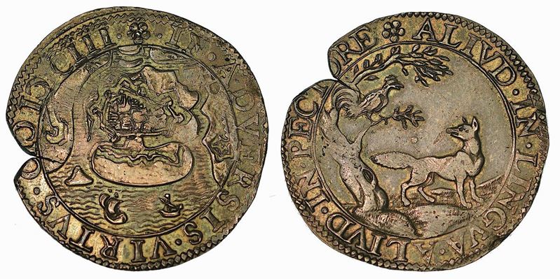 L'Arciduca Albert emette un editto per far rientrare i fuoriusciti olandesi (1603). Gettone in argento 1603.  - Auction Numismatics - Cambi Casa d'Aste