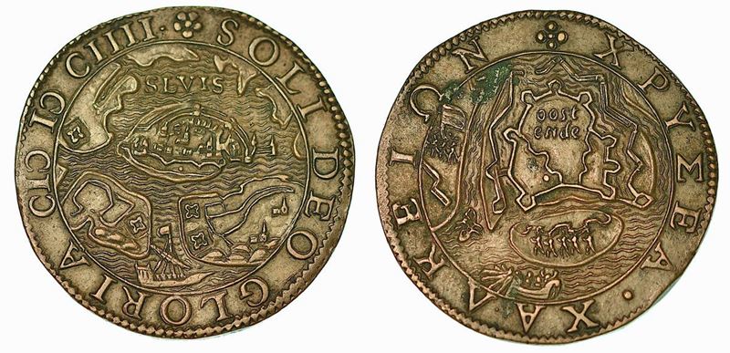 Spinola conquista Ostenda (22 settembre 1604). Gettone in rame 1604.  - Auction Numismatics - Cambi Casa d'Aste