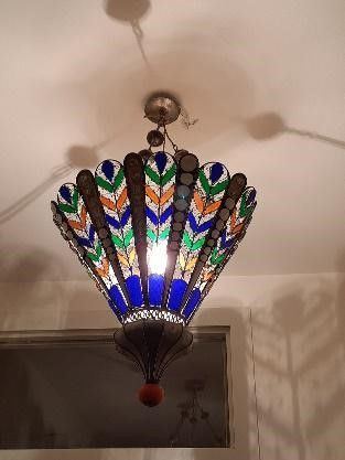 Lampadario in vetri policromi, XX secolo