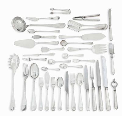 Servizio di Posate in Argento. Argenteria Italiana del XX Secolo. Argentiere Ricci & C., Alessand...