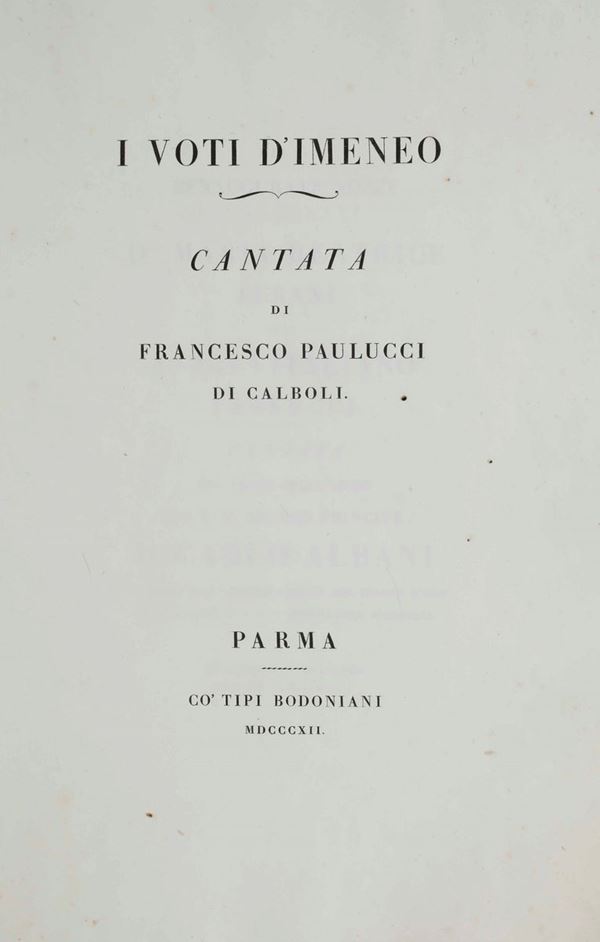 Bodoni - Francesco Paolucci - I voti d’Imeneo, Parma, Co’ Tipi Bodoniani, 1812.