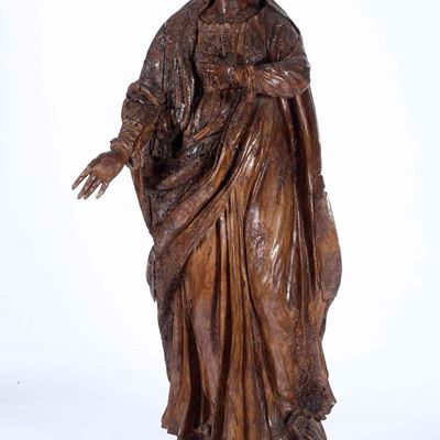 Dolente. Legno Scolpito (privo della Policromia). Arte Barocca Emiliana del XVII-XVIII Secolo
