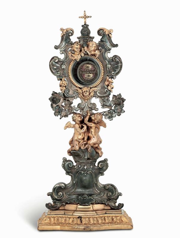 Reliquiario. Bronzo e argento fuso, sbalzato e cesellato. Toscana XVIII secolo