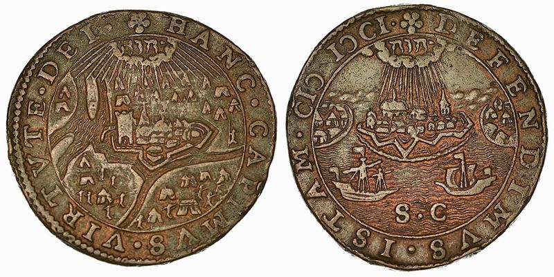 Maurice d'Orange conquista Rhinberg. Gettone in rame 1601.  - Auction Numismatics - Cambi Casa d'Aste