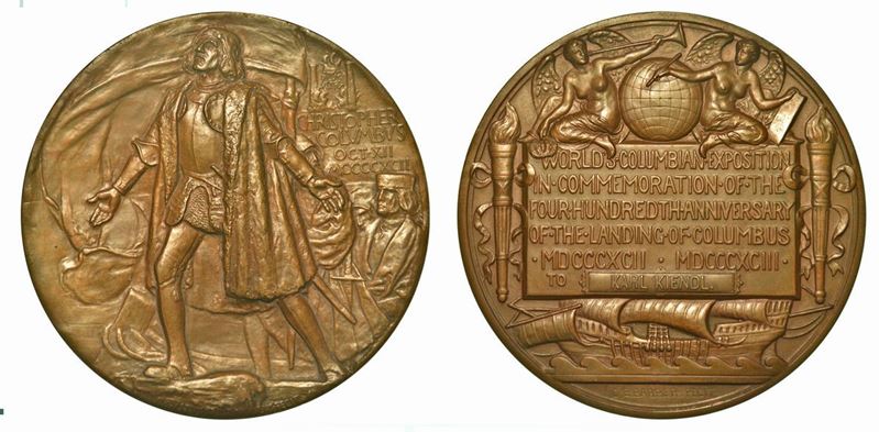 COLOMBO. Esposizione Italo-Americana 1892. Medaglia in bronzo.  - Asta Numismatica - Cambi Casa d'Aste