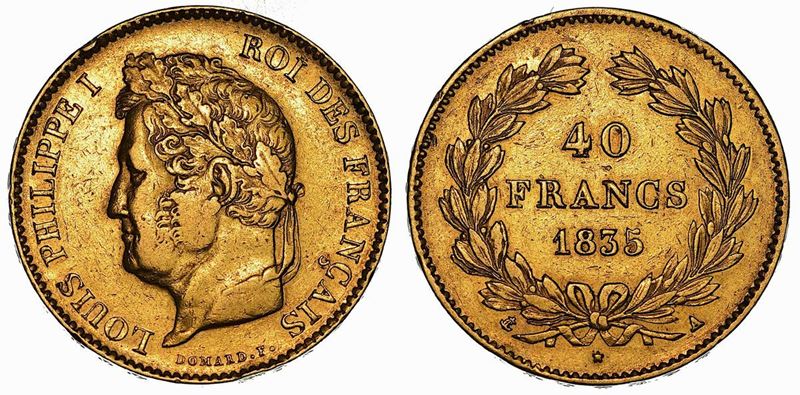 FRANCIA. LOUIS PHILIPPE I, 1830-1840. 40 Francs 1835. Paris.  - Auction Numismatics - Cambi Casa d'Aste