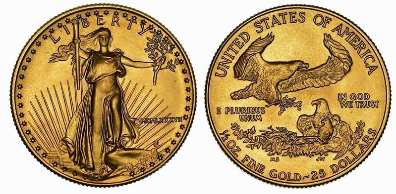 USA. REPUBLIC. 25 Dollars "American Eagle" 1987.  - Auction Numismatics - Cambi Casa d'Aste