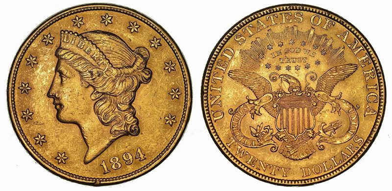 USA. REPUBLIC. 20 Dollars 1894.  - Asta Numismatica - Cambi Casa d'Aste