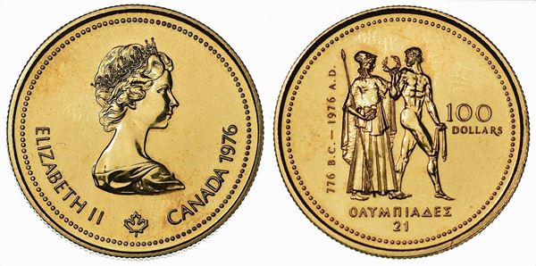 CANADA. REPUBLIC. 100 Dollars 1976. Per i giochi olimpici di Montreal.