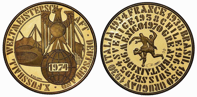 GERMANIA. REPUBLIC. Medaglia commemorativa per i mondiali di calcio del 1974.  - Asta Numismatica - Cambi Casa d'Aste