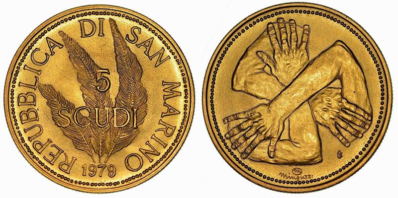 SAN MARINO. REPUBBLICA. 5 Scudi 1979.  - Auction Numismatics - Cambi Casa d'Aste