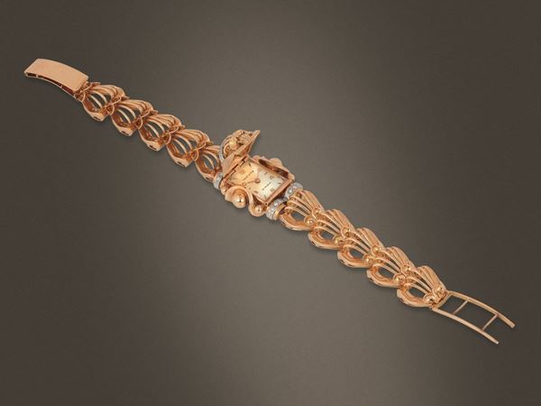 INVICTA - Orologio Gioiello Orologio gioiello a carica manuale in oro rosa e bianco 18 kt e diamanti taglio brillante.
